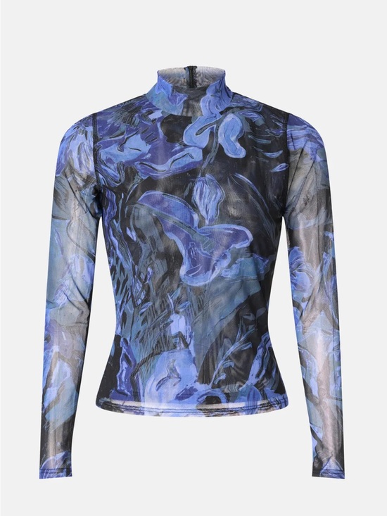 Prabal Gurung Tops - Prabal Gurung long sleeve mesh purple blue black top XXL